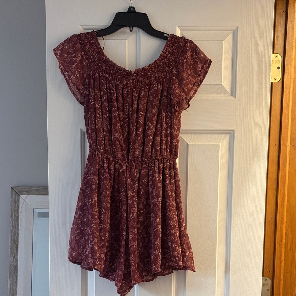 Floral Burgundy Women's Romper